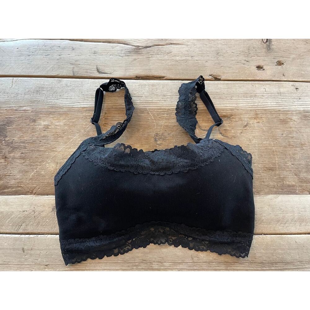 PINK Victoria's Secret Pure Black SMALL Seamless Lightly Lined Bralette Bra